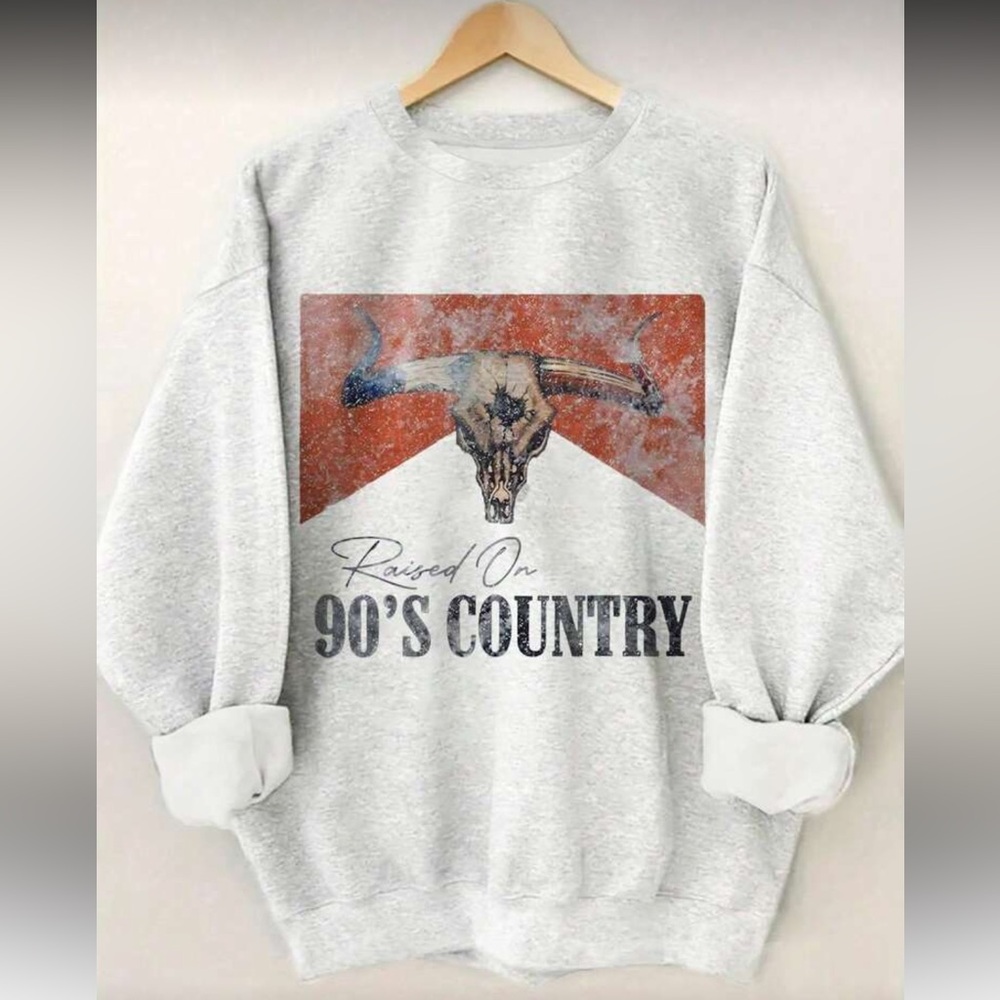 Gray Raised On 90's Country Sweatshirt